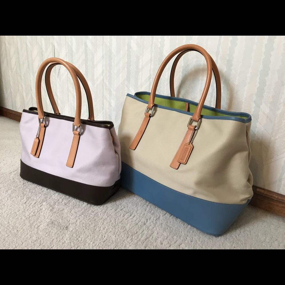 {Rare} 2 COACH Leather+Canvas Satchels